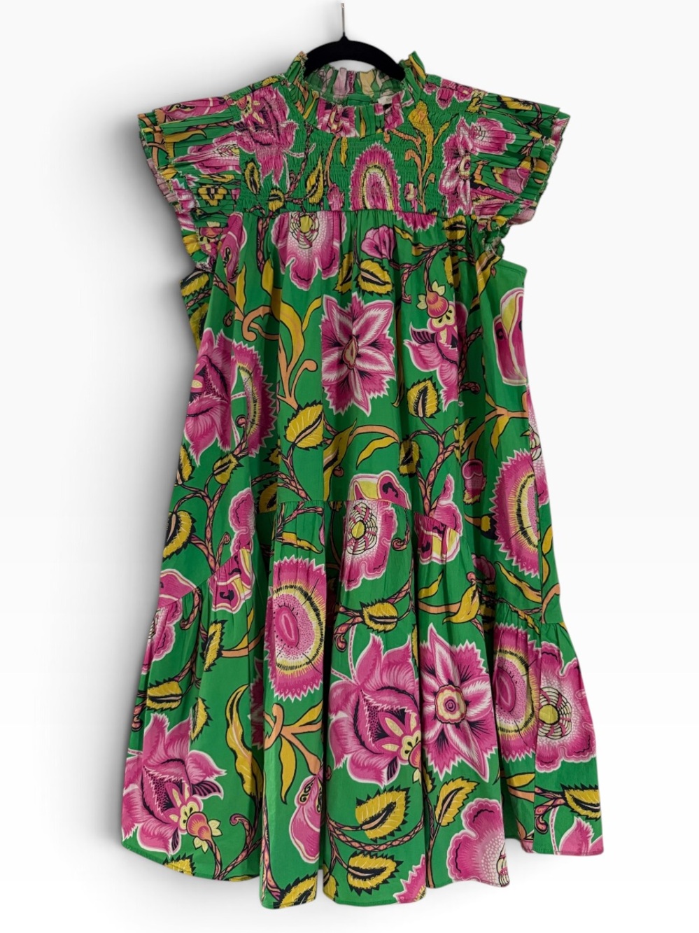 Love the Label Green Floral High Neck Mini Dress Size XS